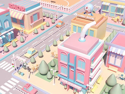 C4D小镇建模