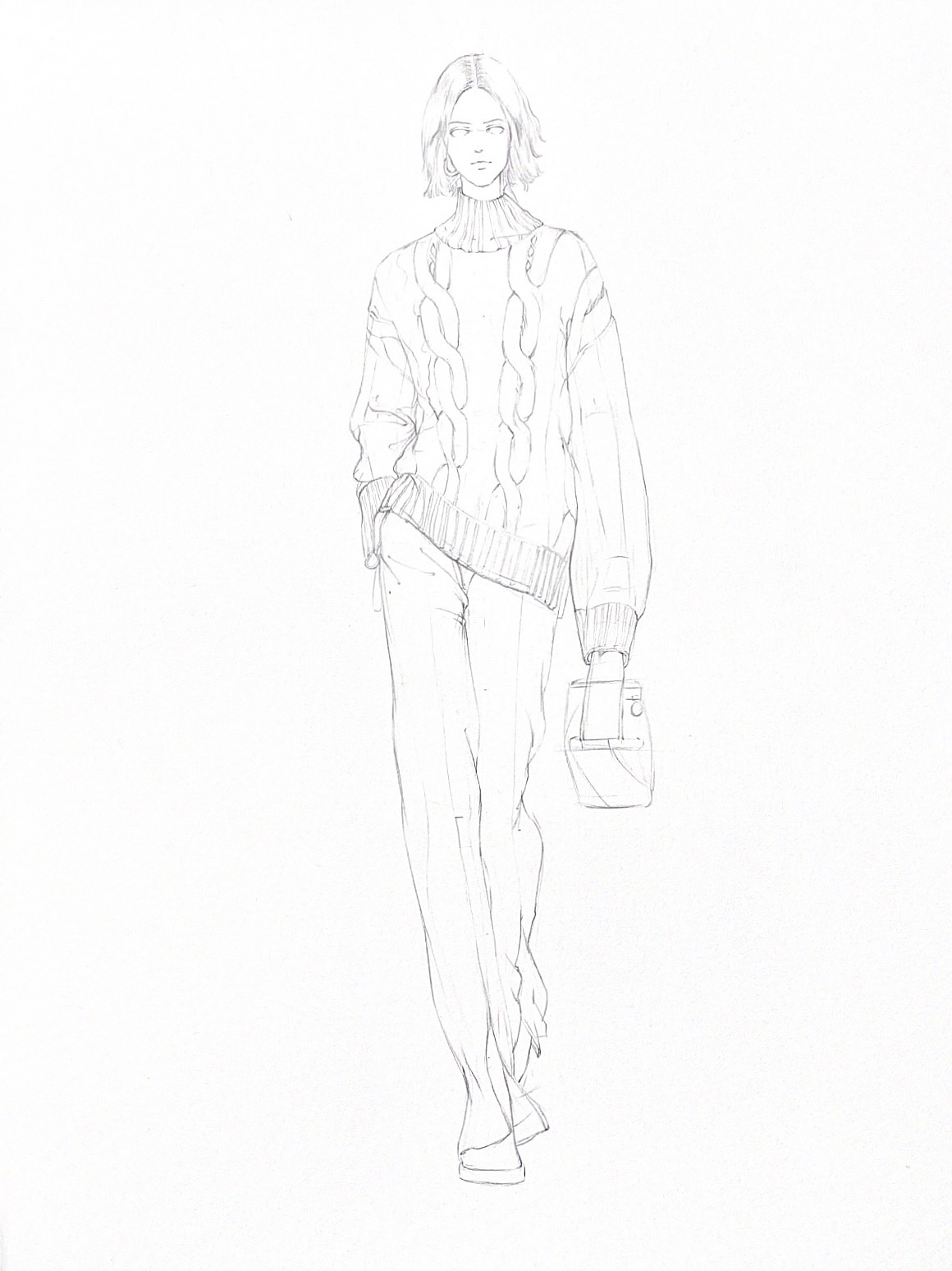 水彩时装画——针织面料步骤|服装|休闲/流行服饰|零一手绘 - 原创