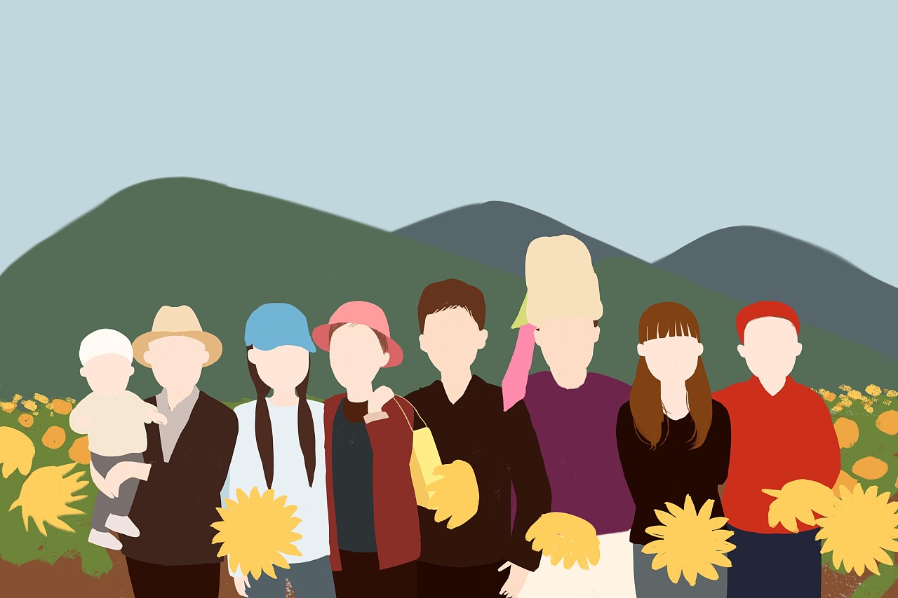 家庭合照插画步骤