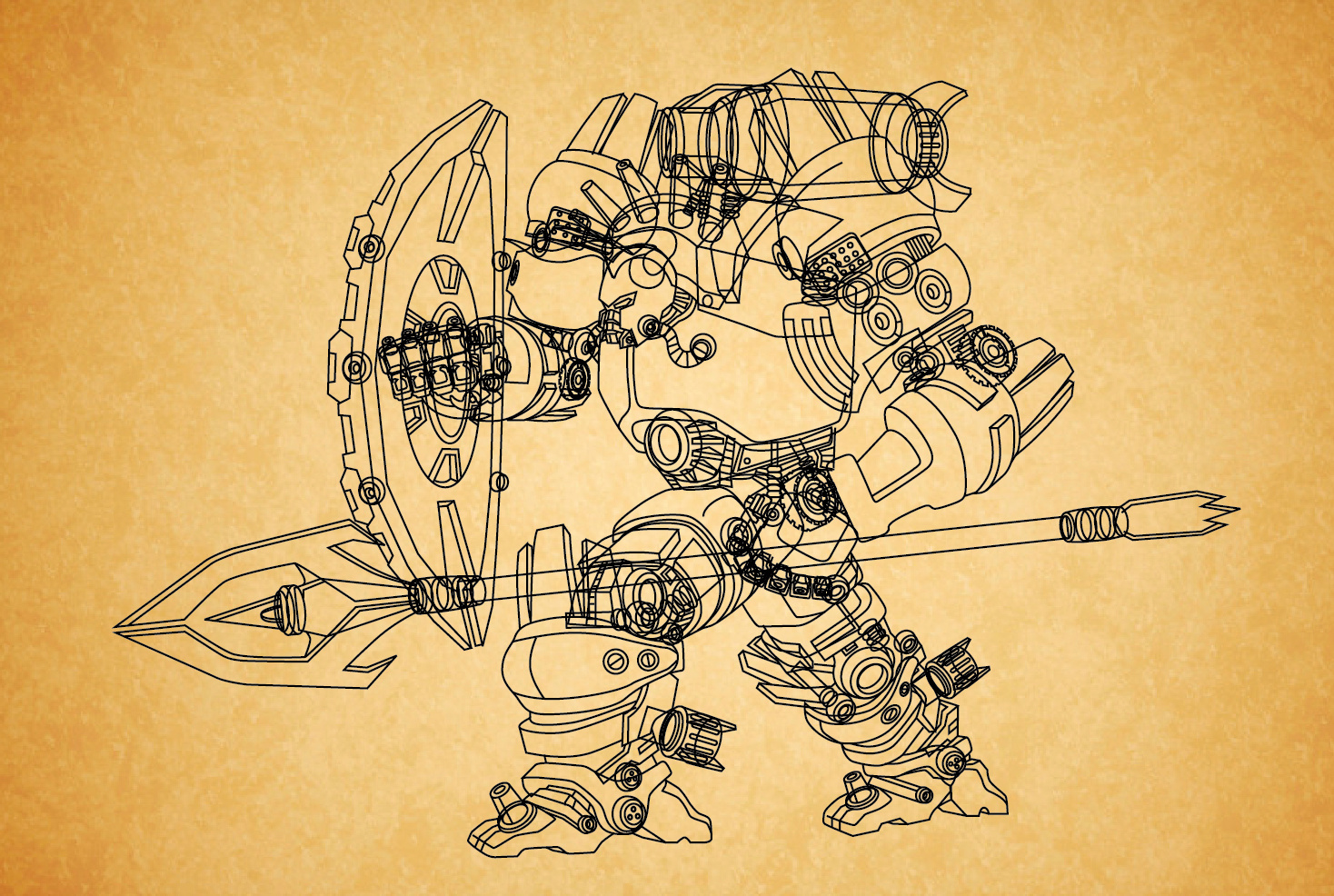 机械 插画 设计 结构线稿