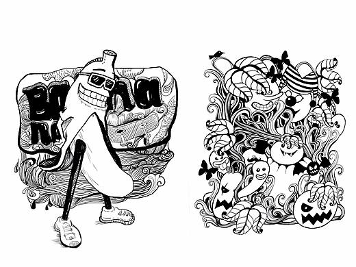 临摹黑白线稿习作