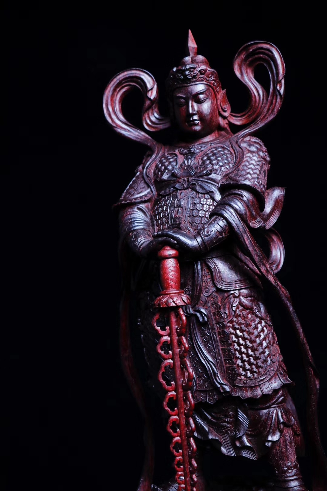 韦陀菩萨紫檀手雕