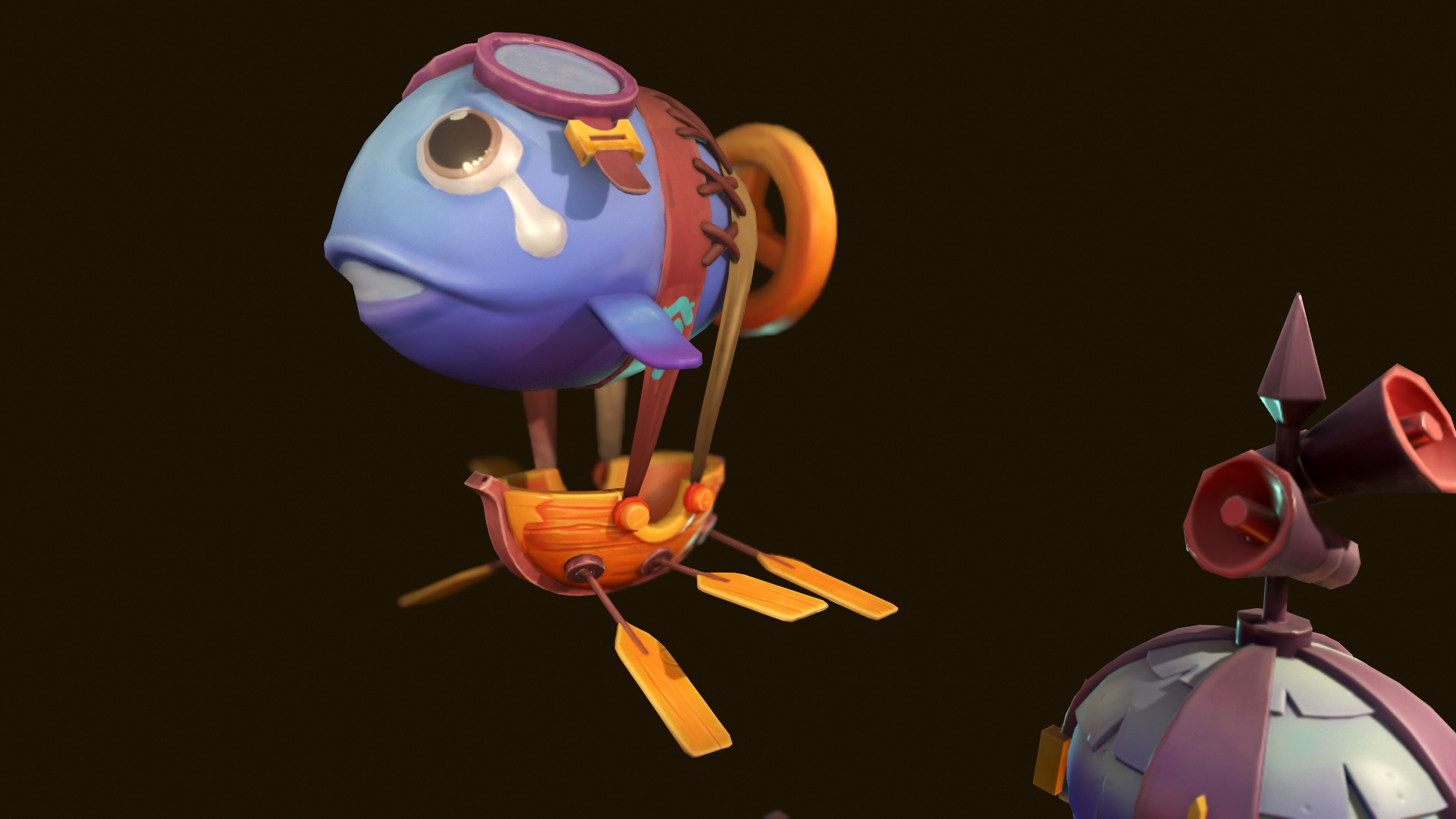 风格化鲸鱼飞船及停泊塔diorama