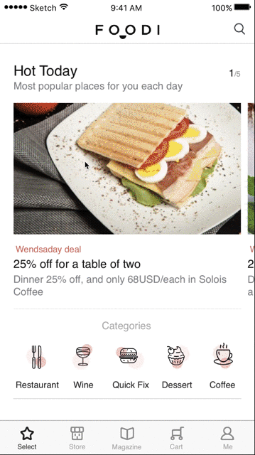 foodi app 临摹+flinto输出