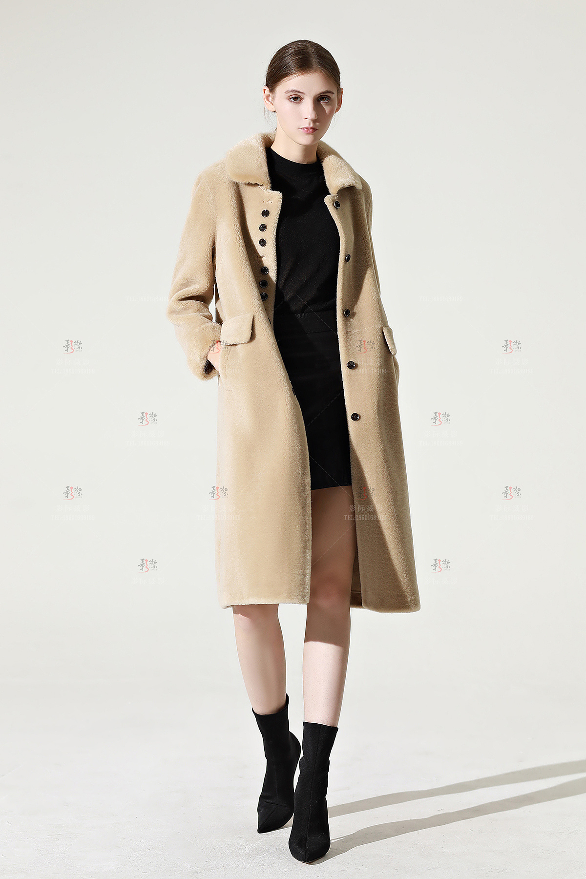 女装模特拍摄 毛呢大衣 毛绒外套 服装外模拍摄