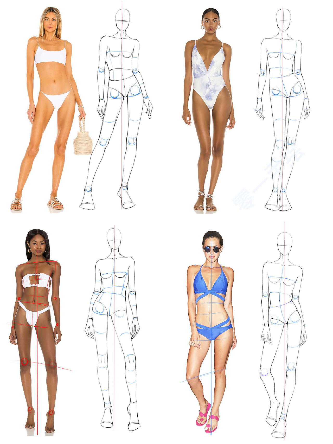 服装设计手绘入门——教你画4种人体动态（图ZMzAyNjUyMTMy） - 休闲/流行服饰 - 站酷设计师零一手绘原创素材 - 站酷ZCOOL