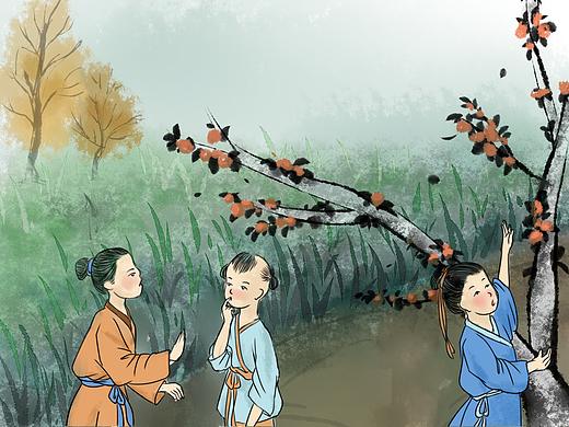 版绘水墨古诗配图