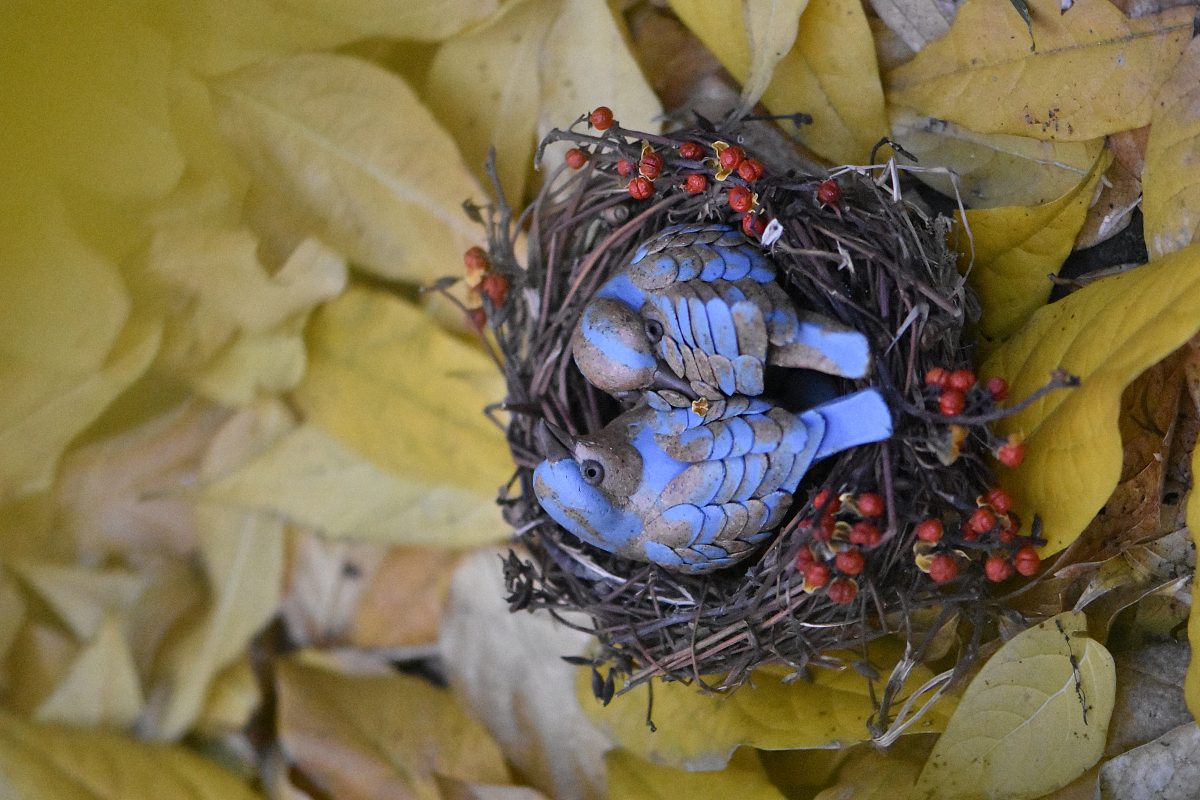 天禽 对鸟 陶瓷摆件 礼品工艺品