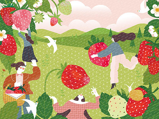 农产品包装插画——草莓插画©️耕阡陌