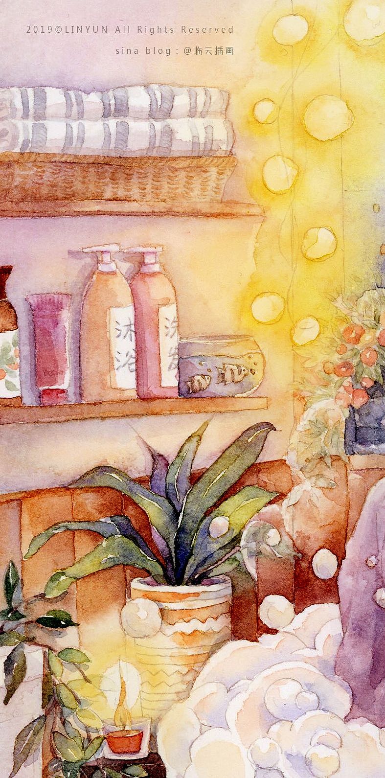 《冬日里的温暖》原创水彩插画