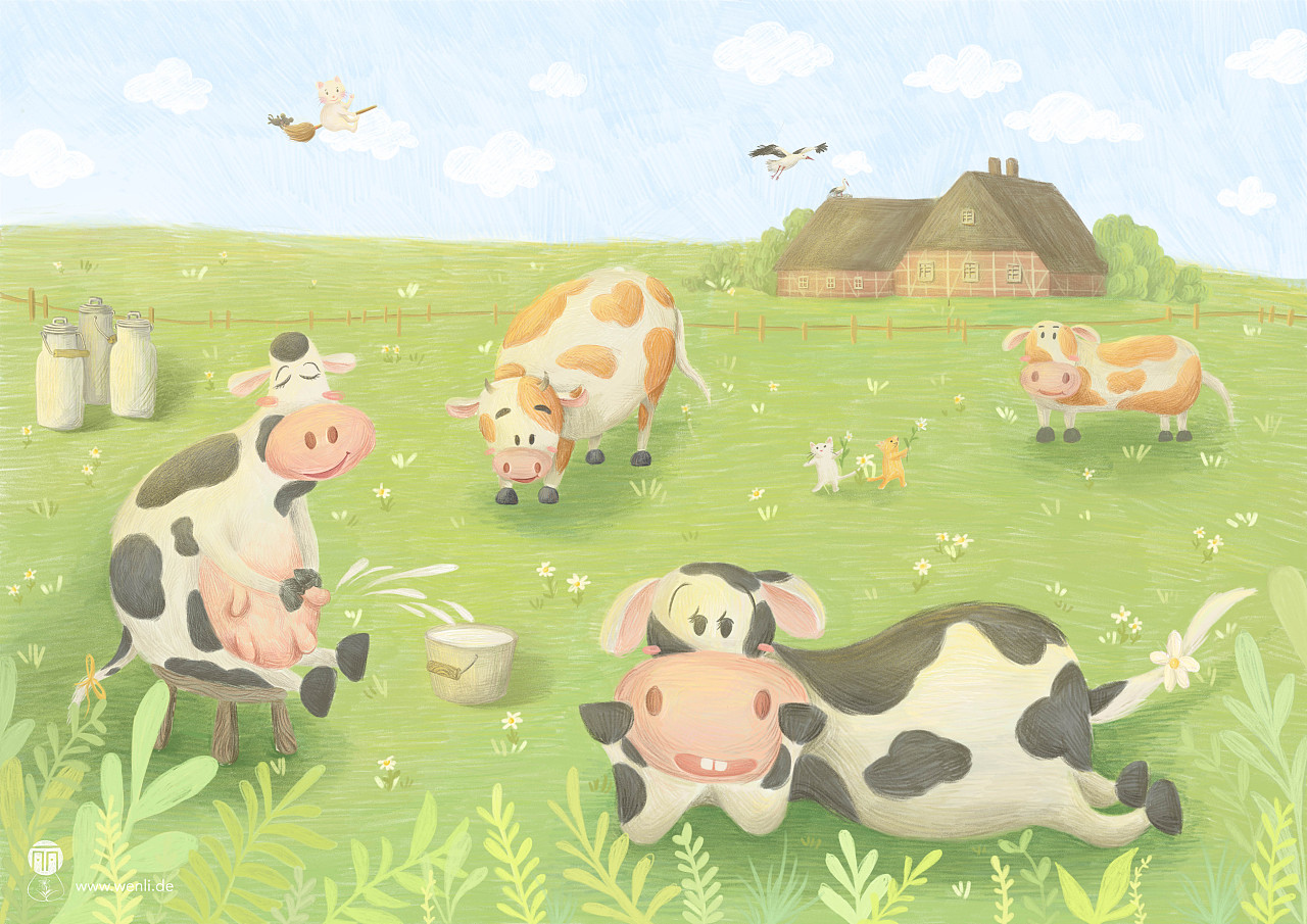漂亮的奶牛|插画|儿童插画|郭大力力 - 原创作品 - 站酷 (ZCOOL)
