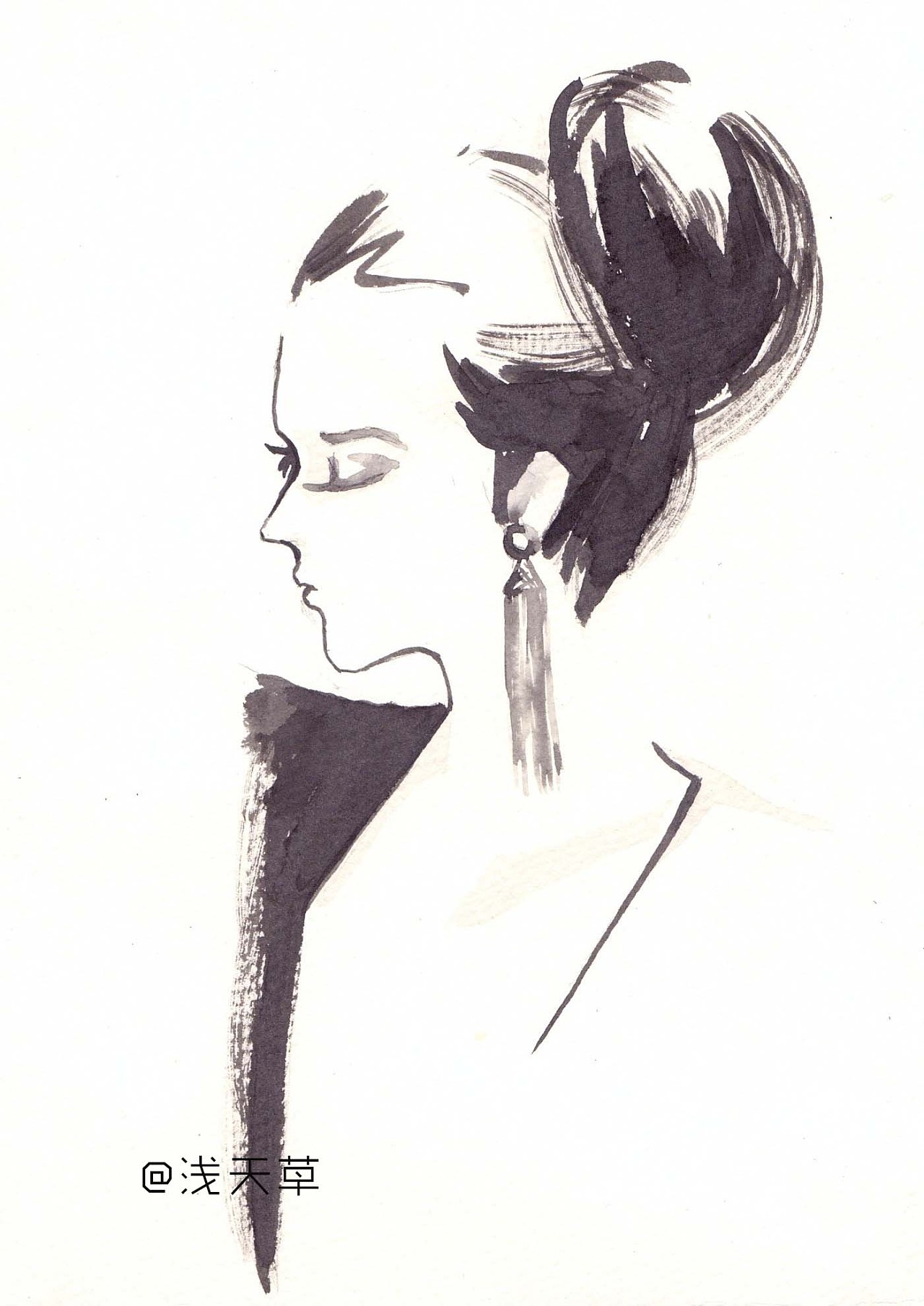 单色人物|插画|创作习作|浅天草zoey - 原创作品 - 站酷 (zcool)