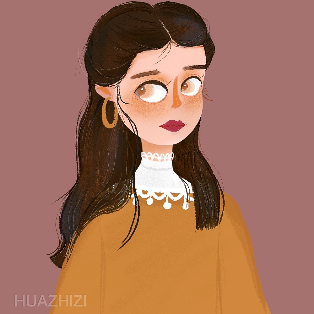 花栀子插画女生头像唯美复古