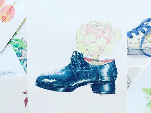 鞋子里的花（目標(biāo)是100幅，距離目標(biāo)，還有好多幅）（個人主頁-ZMjg5MTM2MTY=） - 藝術(shù)插畫 - 站酷設(shè)計師Qin的主頁原創(chuàng)素材 - 站酷ZCOOL