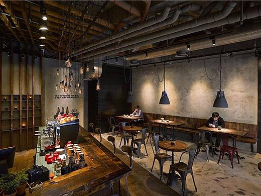 郑州工业风咖啡厅装修公司-复古工业风咖啡厅设计图