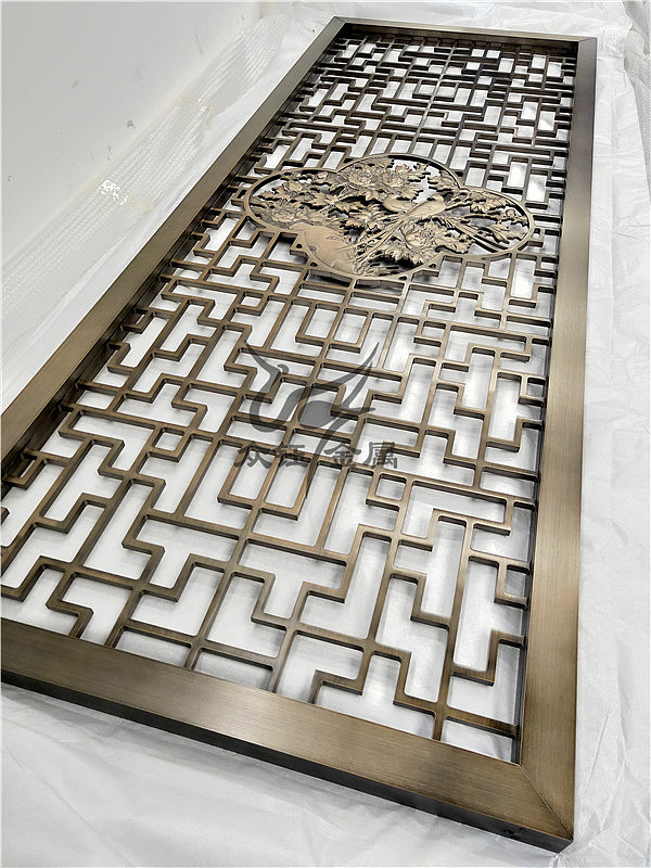 铝板双面浮雕镀铜屏风欧式镂空玄关 客厅隔厅雕花隔断