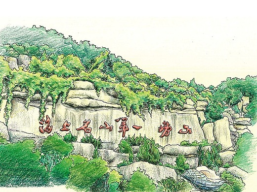 青岛风景彩铅手绘明信片