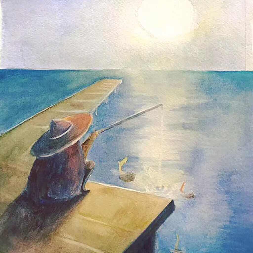 钓鱼|插画|艺术插画|熊涂设计工作室 - 原创作品 - 站酷 (zcool)