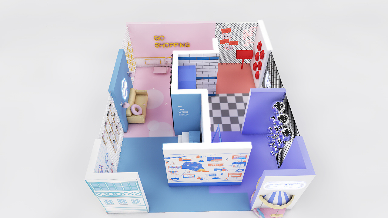 苏宁"大狮小镇"线下快闪店效果图(初稿框架) - 原