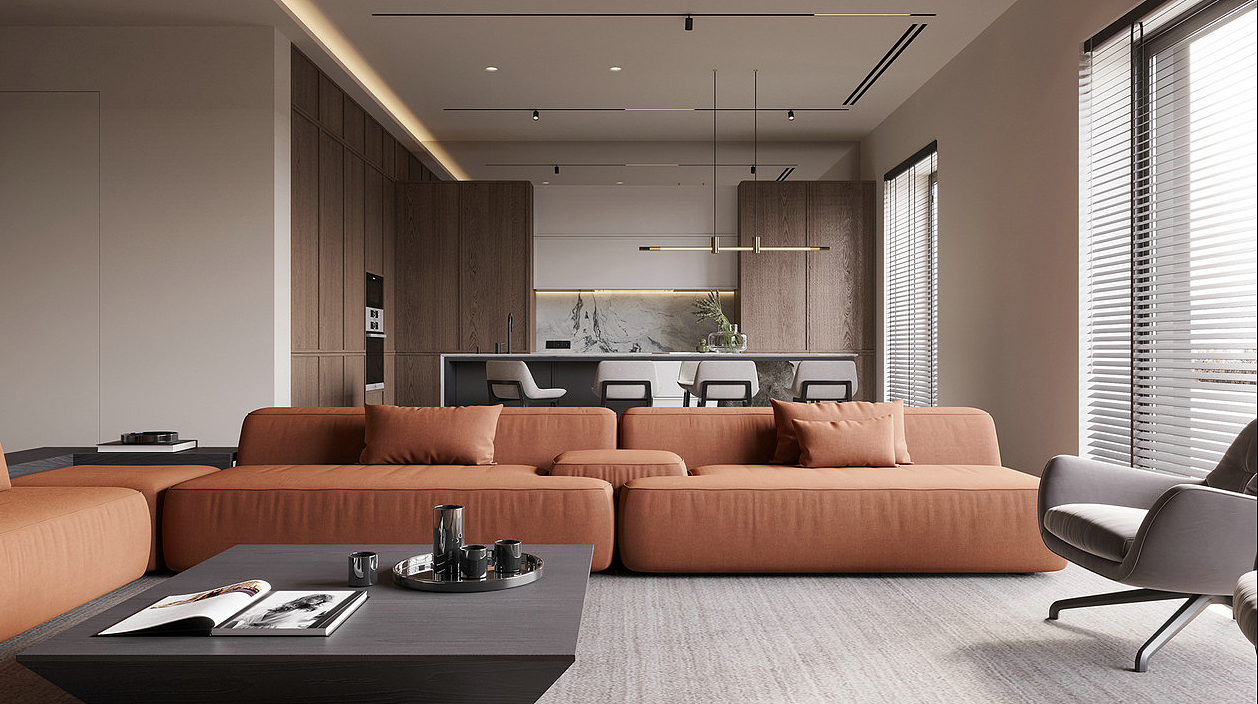 170㎡原木+橙色 时尚与宁静的想碰撞!