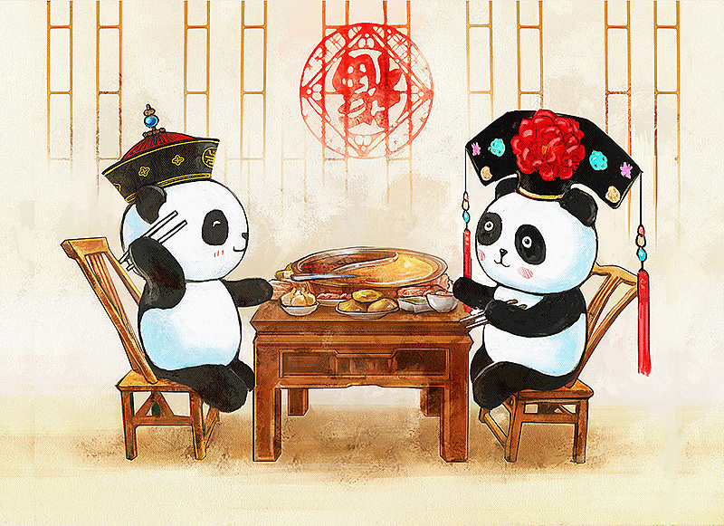 旅游景点熊猫明信片创作小集