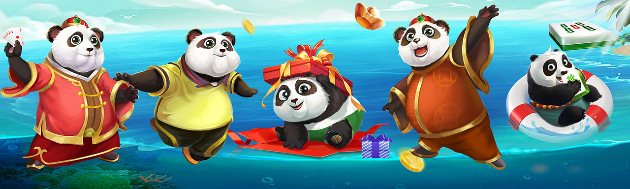 棋牌熊猫卡通角色