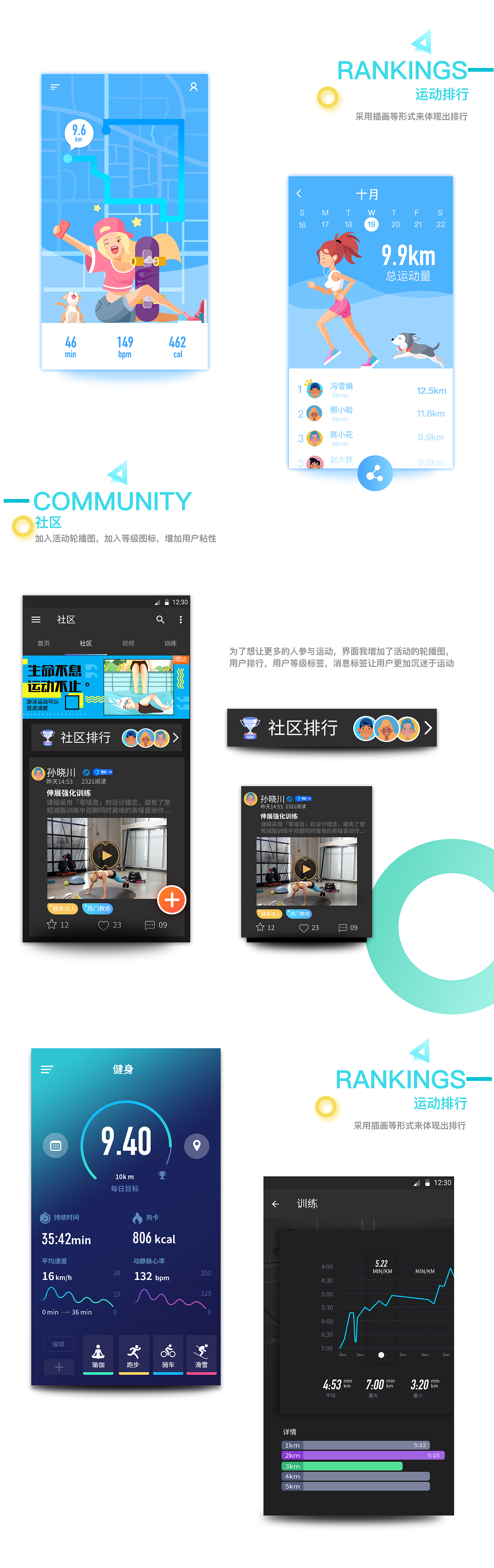 趣跑健身app设计(图ZMTE1ODg5MjEy) - APP界面 - 站酷设计师是阿陈啊原创素材 - 站酷ZCOOL