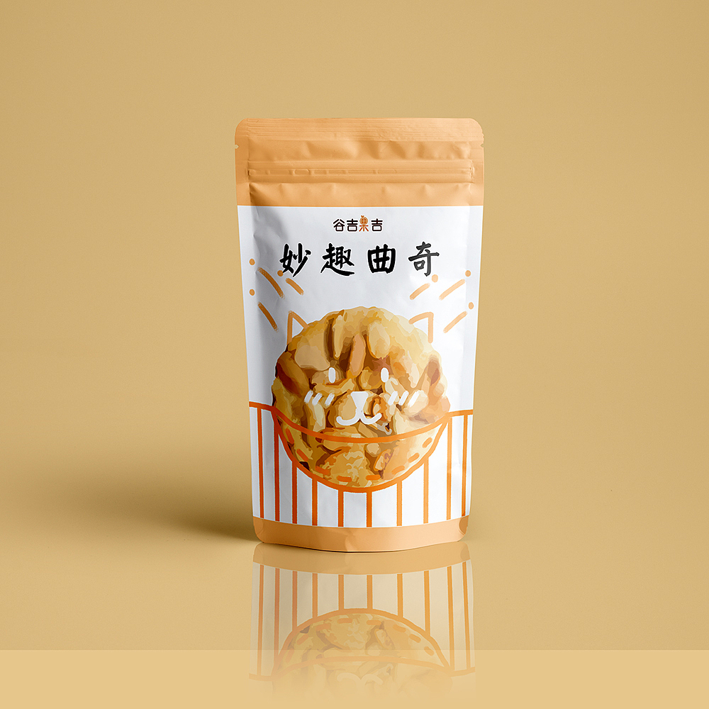 一套插画包装设计,零食包装,坚果包装,果干包装设计