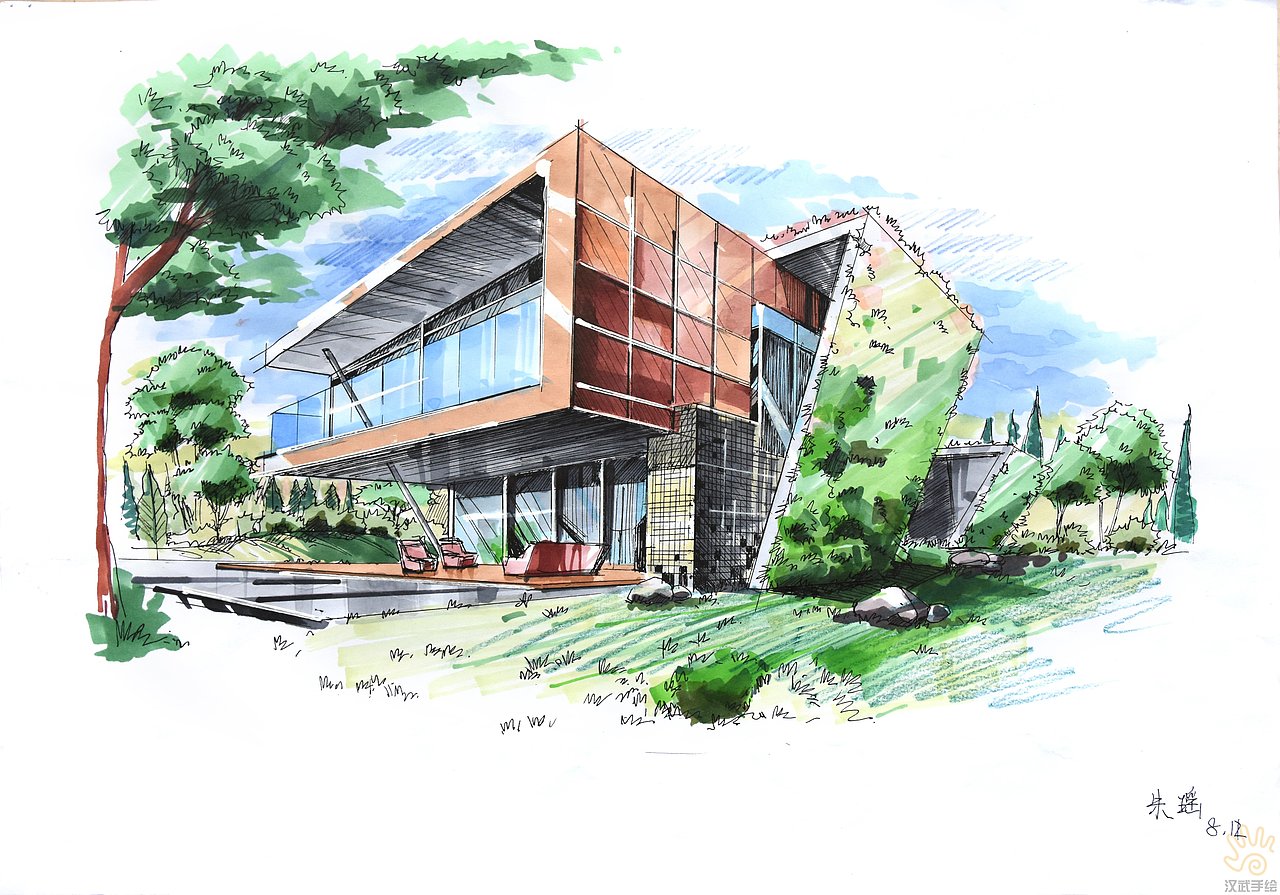 环境景观建筑手绘效果图