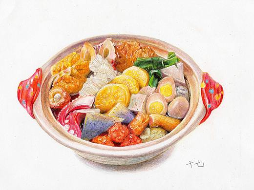彩铅教程 | 老板，来一碗关东煮
