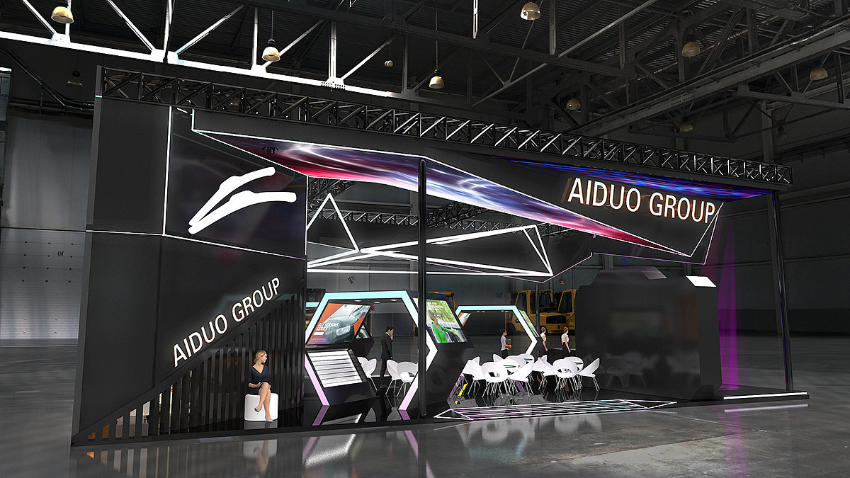 时尚科技雨刷展位展会展台3d效果图设计制作