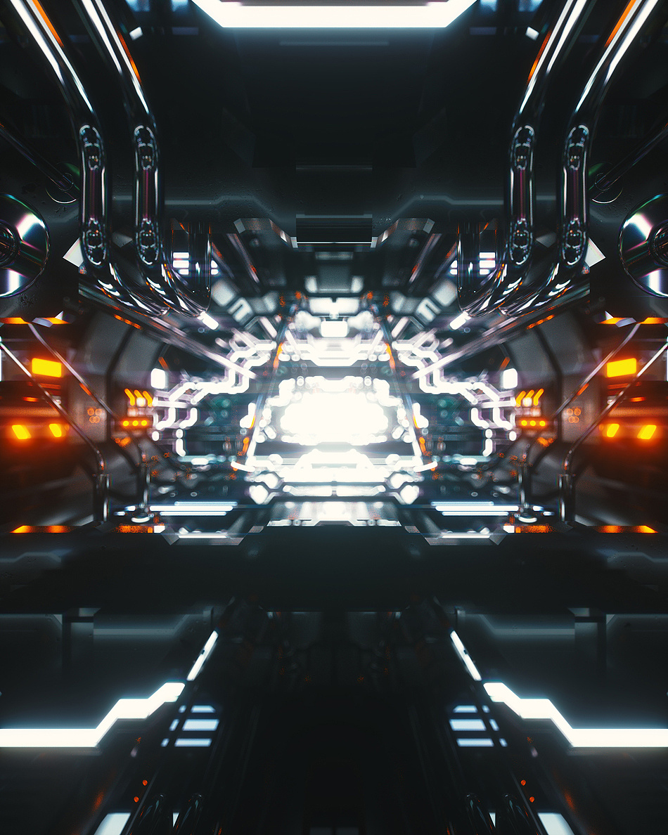 c4d场景金属工业科幻机械科技未来3d模型工程临摹作品