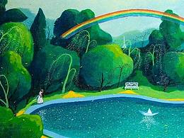 丙烯画创作《秘境系列之雷雨之后》