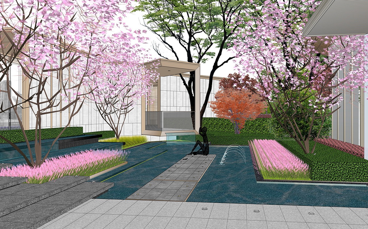 龙湖天境售楼部景观SU模型下载（图ZMjczMzU3NTI0） - 景观设计 - 站酷设计师素模网原创素材 - 站酷ZCOOL