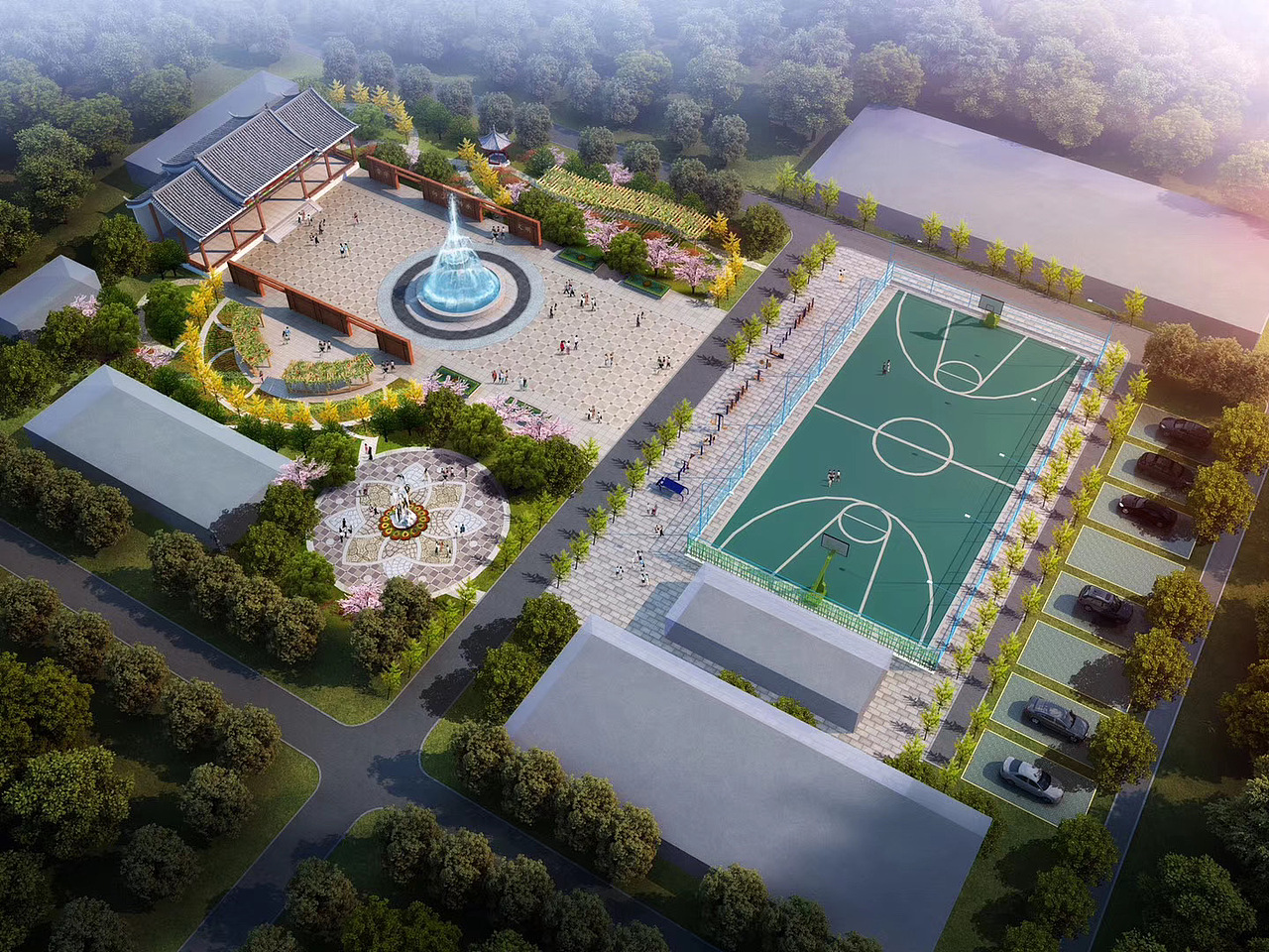 原创室外景观效果图鸟瞰图