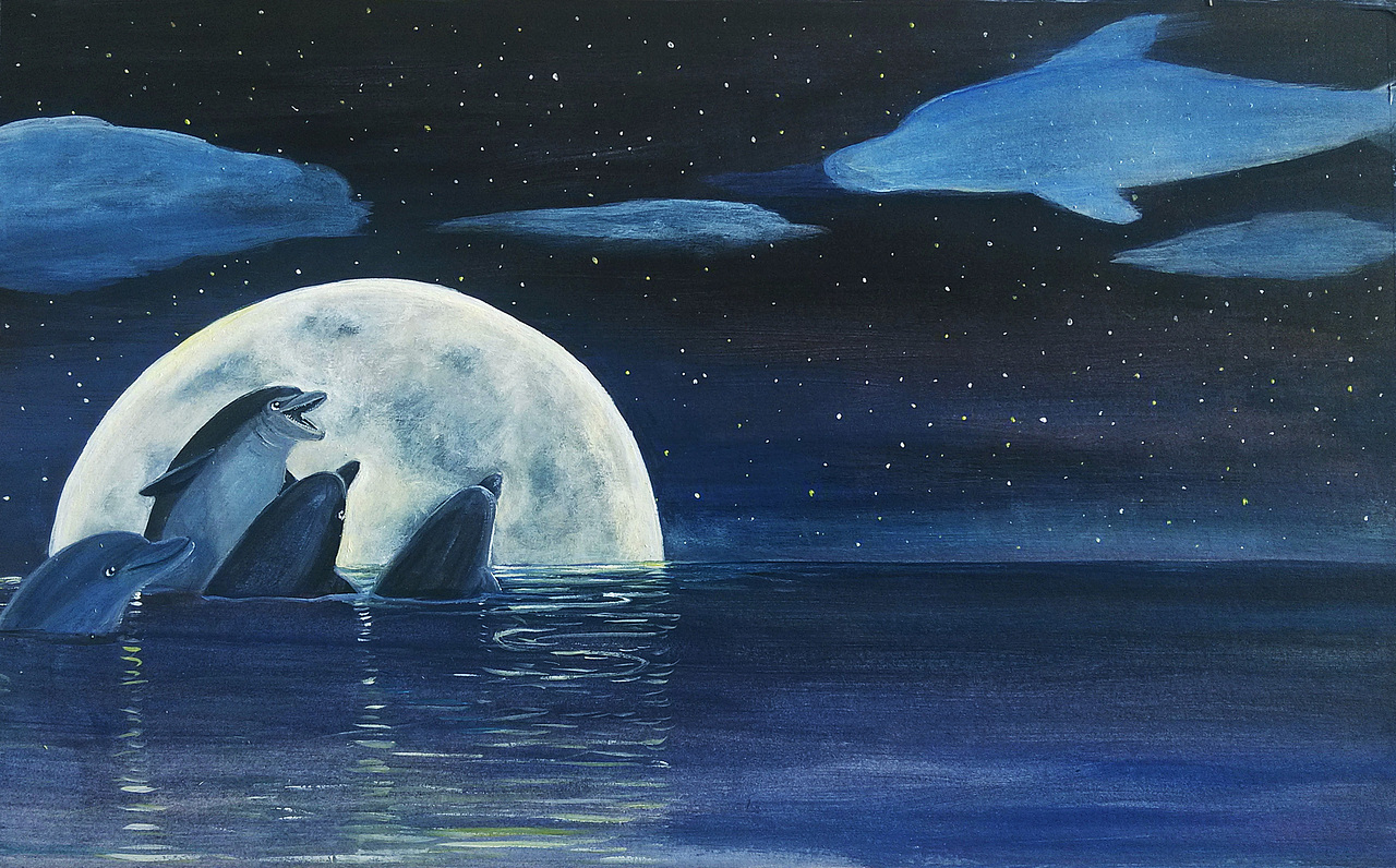 海洋绘本 小海豚喜欢云|插画|儿童插画|卢一水_原创作品-站酷zcool