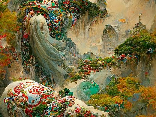 #语镜# 国风乌托邦之山海景【爱智岛数字艺术展】