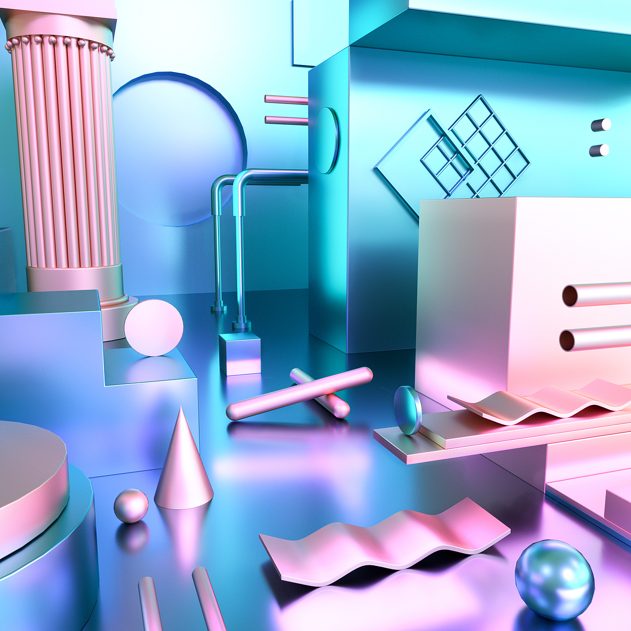 极光色几何空间