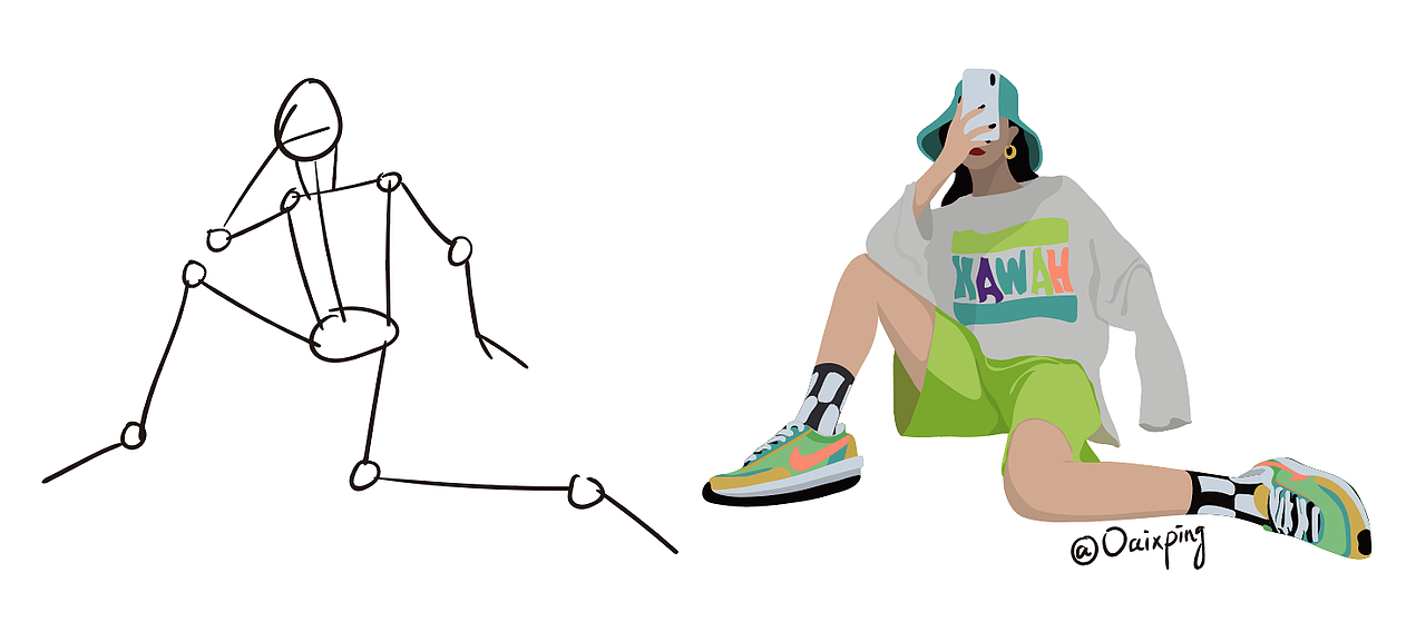 扁平人物练习（图ZMTk0MTUyMDg0） - 创作习作 - 站酷设计师晓晓之不忙时光原创素材 - 站酷ZCOOL