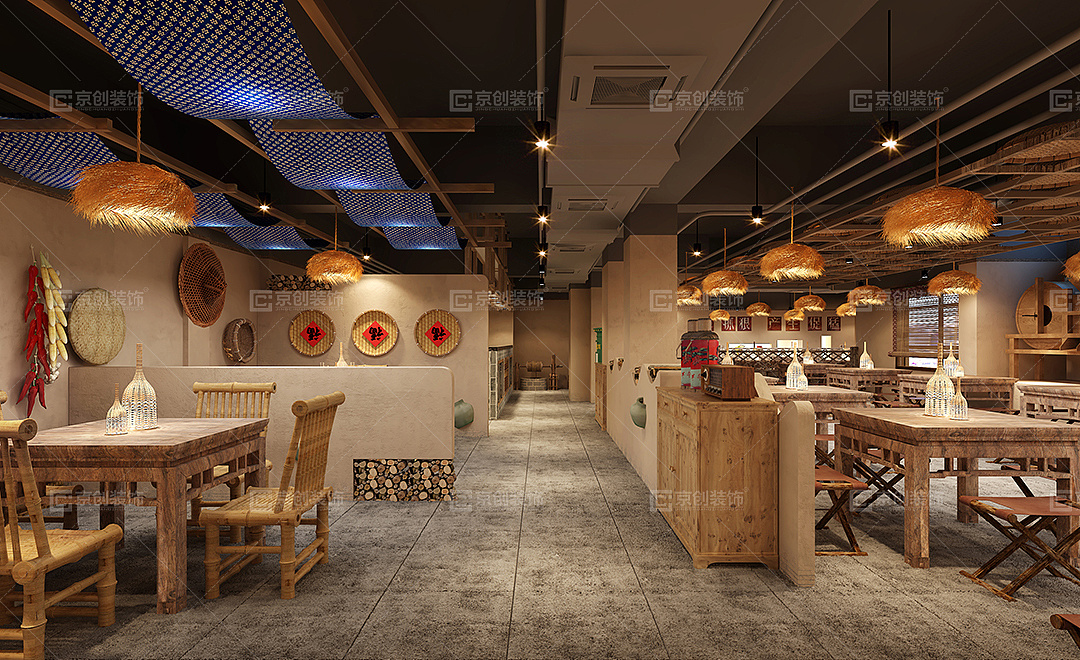 郑州特色石锅羊餐厅设计-京创装饰设计作品