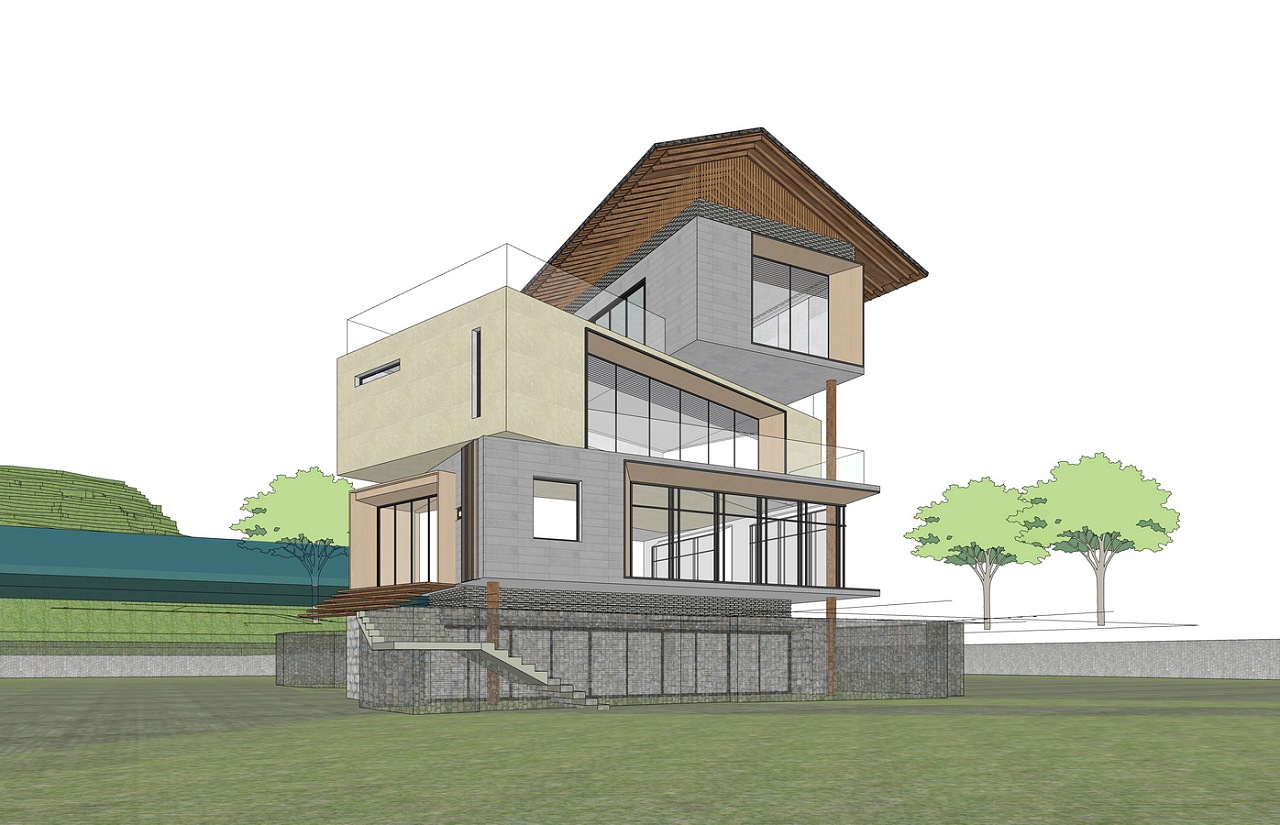 现代住宅别墅su模型下载|空间|建筑设计|素模网 - 原创作品 - 站酷