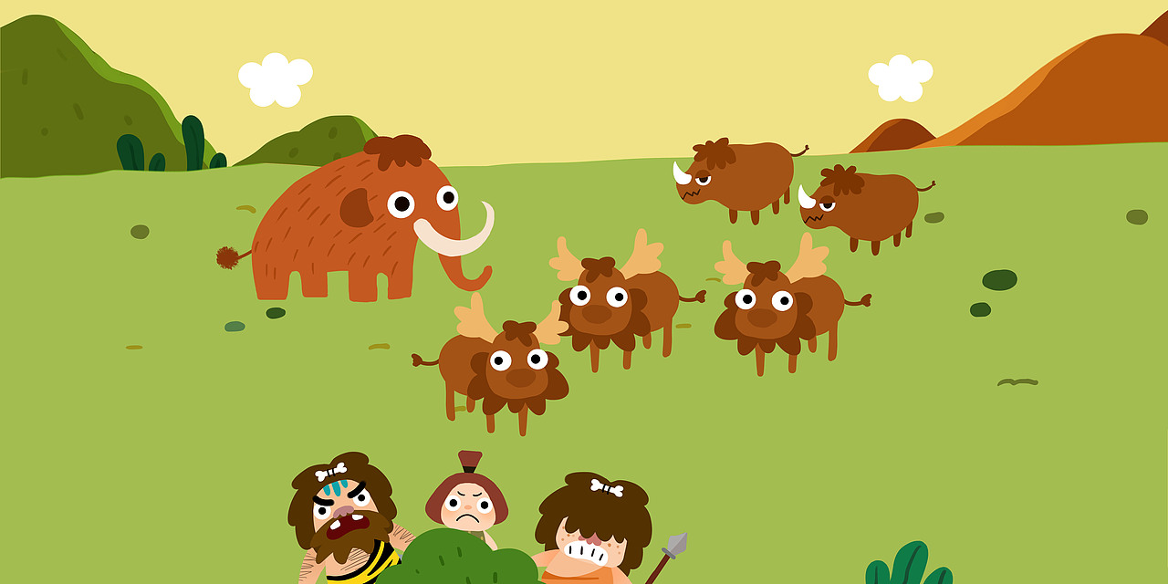 原始人一家1|插画|儿童插画|徐治魔_原创作品-站酷(zcool)