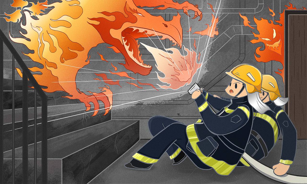 超厉害的消防员萌|插画|商业插画|酸奶斯基_原创作品-站酷zcool