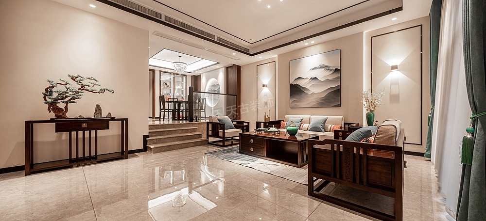 龙湖东桥郡装修实景展示:新中式风格,大学城天古装饰