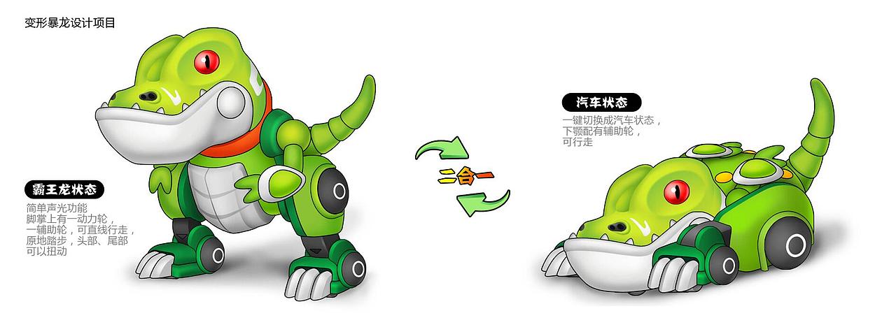 二合一状态,可立起来或是趴下成车行走状态,关节处配置有伺服舵机,灵活完成形态转变,头部、尾巴可电动摆动,外带简单声光功能,鼻子内置感应装置。