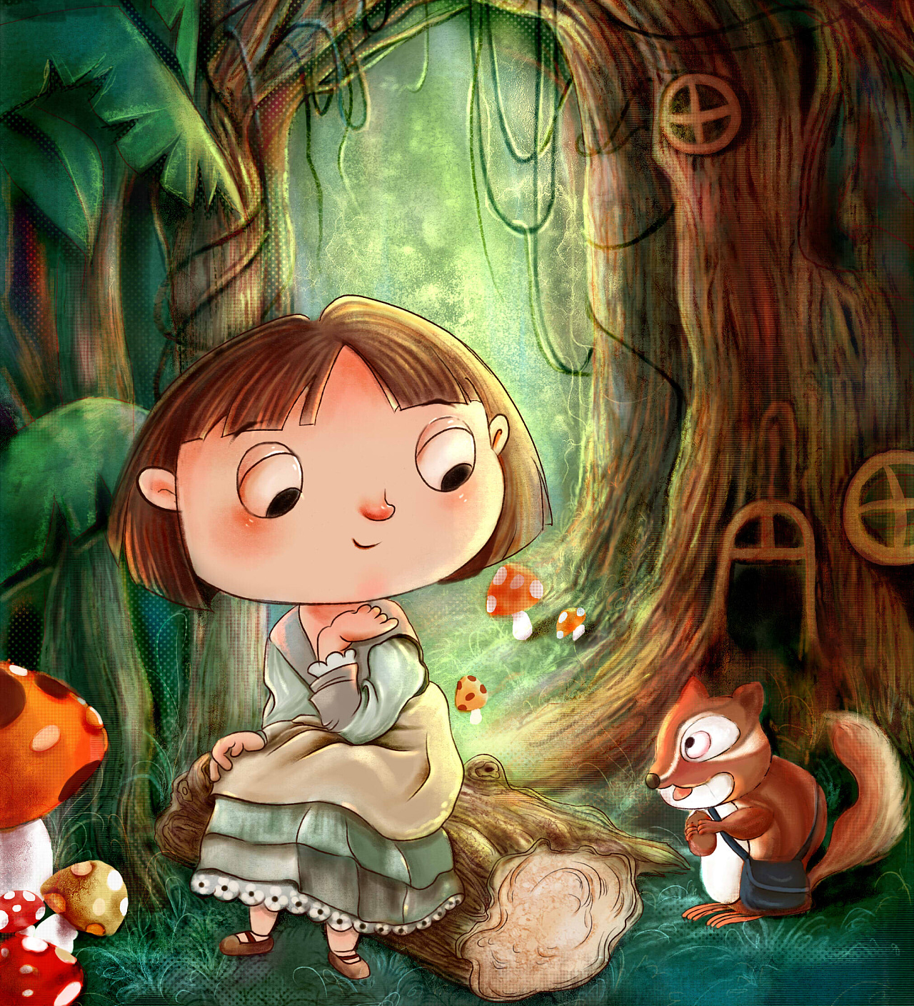 采蘑菇的小姑娘儿插|插画|儿童插画|哼哼哦唧 - 原创作品 - 站酷 (ZCOOL)