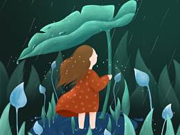 雨中的女孩 清明节 二十四节气