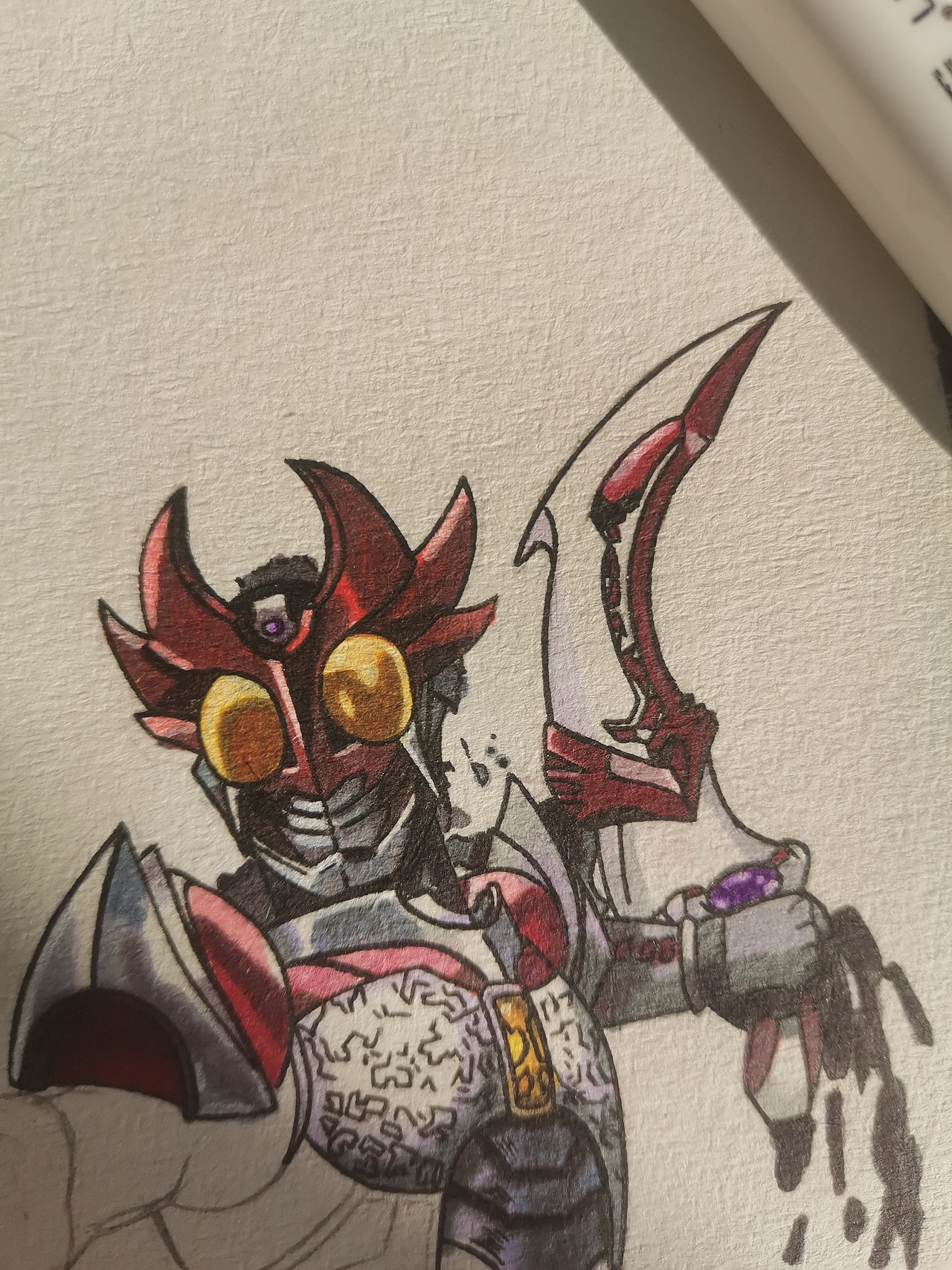 假面骑士亚极陀 马克笔手绘|插画|艺术插画|这里臭鱼_临摹作品-站酷