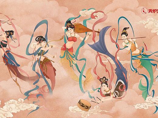 青炉里飞天插画