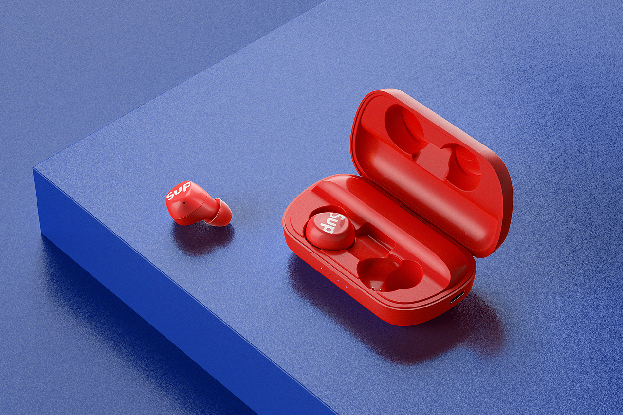 supreme 蓝牙耳机渲染